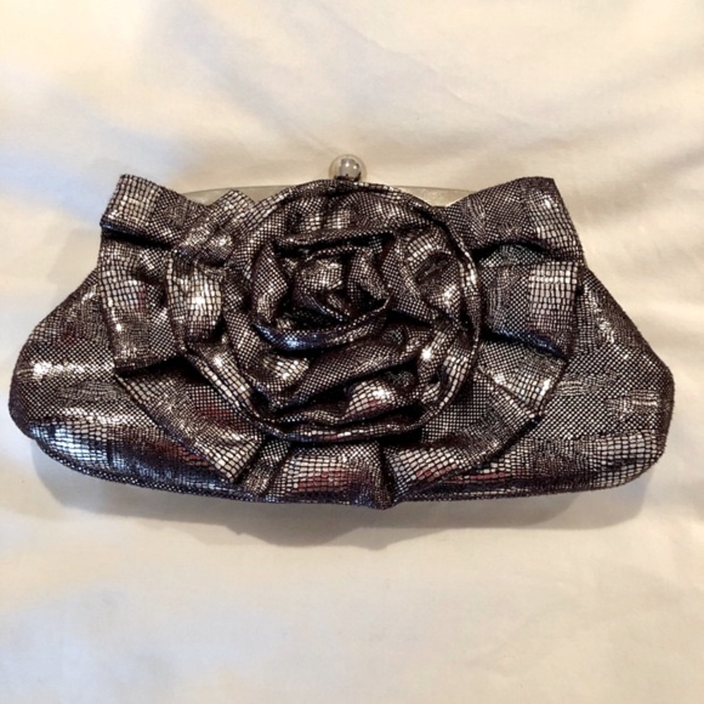 Silver & Black Dressy Clutch/Shoulder Bag - Picture 2 of 6